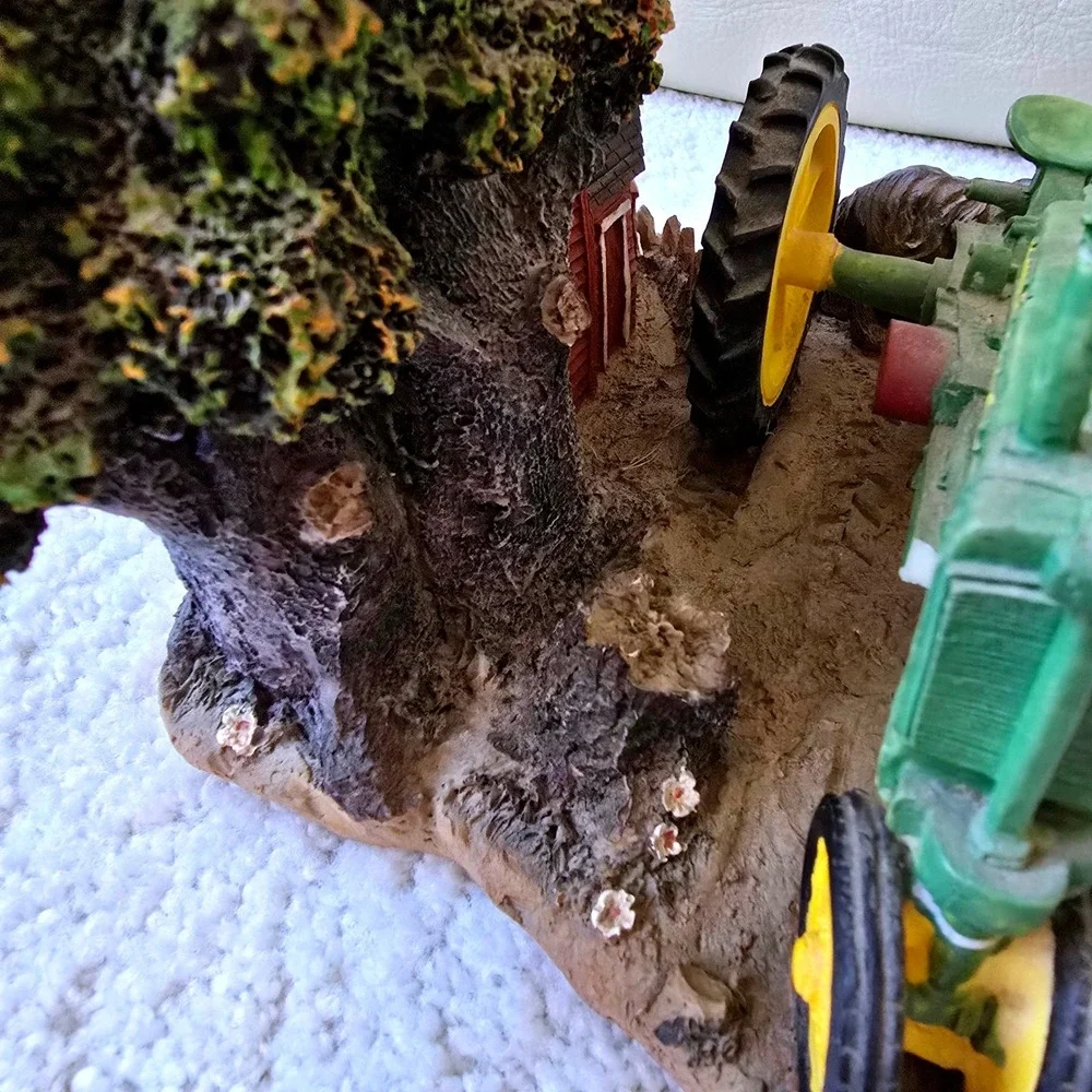 John Deere Farm Scene Mantel Clock Tractor Barn Dogs Resin Decor